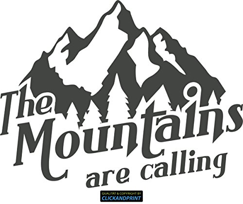 CLICKANDPRINT Aufkleber » The Mountains Are Calling, 30x23,2cm, Anthrazit Metallic • Dekoaufkleber/Autoaufkleber/Sticker/Decal/Vinyl von CLICKANDPRINT