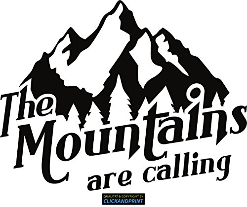 CLICKANDPRINT Aufkleber » The Mountains Are Calling, 30x23,2cm, Schwarz • Dekoaufkleber/Autoaufkleber/Sticker/Decal/Vinyl von CLICKANDPRINT