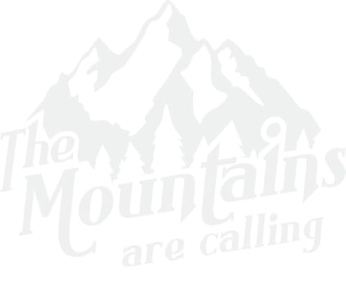 CLICKANDPRINT Aufkleber » The Mountains Are Calling, 40x31,0cm, Weiß • Dekoaufkleber/Autoaufkleber/Sticker/Decal/Vinyl von CLICKANDPRINT