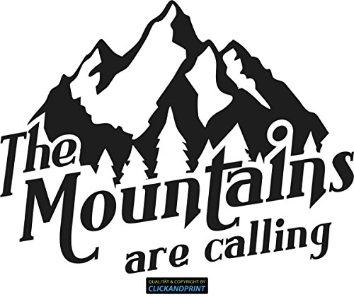 CLICKANDPRINT Aufkleber » The Mountains Are Calling, 70x54,2cm, Schwarz Reflektierend • Dekoaufkleber/Autoaufkleber/Sticker/Decal/Vinyl von CLICKANDPRINT