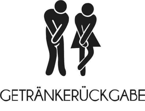 CLICKANDPRINT Aufkleber » WC Sticker Getränkerückgabe, 10x7,0cm, Schwarz Reflektierend • Dekoaufkleber/Autoaufkleber/Sticker/Decal/Vinyl von CLICKANDPRINT