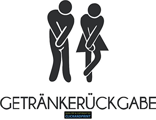 CLICKANDPRINT Aufkleber » WC Sticker Getränkerückgabe, 40x28,1cm, Komatsugrau • Dekoaufkleber/Autoaufkleber/Sticker/Decal/Vinyl von CLICKANDPRINT