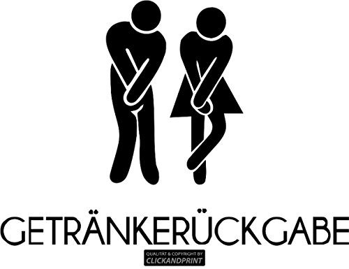 CLICKANDPRINT Aufkleber » WC Sticker Getränkerückgabe, 40x28,1cm, Schwarz • Wandtattoo/Wandaufkleber/Wandsticker/Wanddeko/Vinyl von CLICKANDPRINT