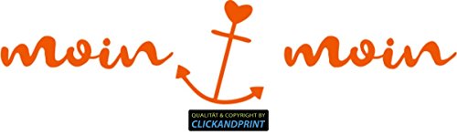 CLICKANDPRINT Aufkleber » moin moin, 10x2,3cm, Orange • Dekoaufkleber/Autoaufkleber/Sticker/Decal/Vinyl von CLICKANDPRINT