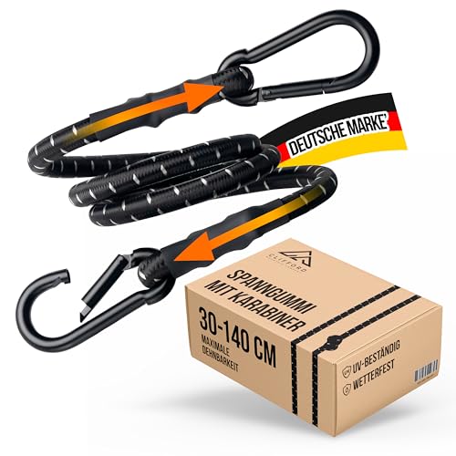 CLIFFORD Spanngummi mit Karabiner - 30 cm bis 140 cm I Robuste Spanngurte mit Haken I Spanngummi mit Haken für Kofferraum, Fahrrad, Sonnensegel I Expander mit Karabiner I Gummispanner Spannseil von CLIFFORD