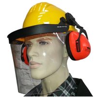 Bauhelm mit Gesichts- und Gehörschutz in versch. Farben gelb von CLIMAX
