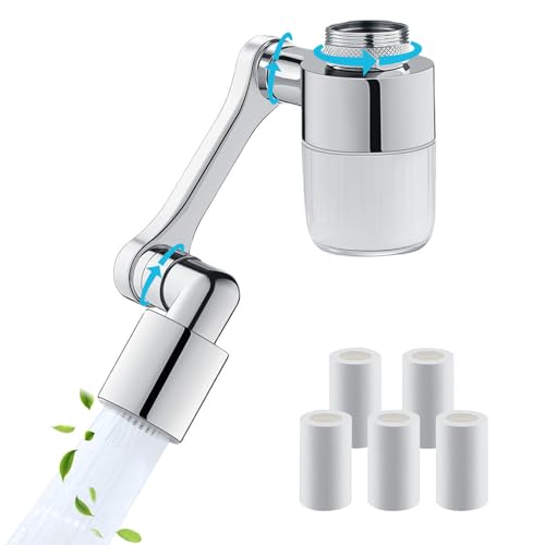 CLINFASTER 1080° schwenkbarer Roboterarm Wasserhahn Wasserfilter, spritzwassergeschützte Spültisch-Wasserhahnverlängerung mit 6 Stück Filter, 2 Sprühmodi, langlebiger Messingwasserhahn-Filter für CLINFASTER 1080° schwenkbarer Roboterarm Wasserhahn Wasserfilter, spritzwassergeschützte Spültisch-Wasserhahnverlängerung mit 6 Stück Filter, 2 Sprühmodi, langlebiger Messingwasserhahn-Filter für von CLINFASTER