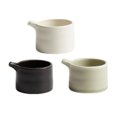 CLINGRE boutique shop uk 3-teiliges Milchkännchen-Set aus matter Keramik, 125 ml, Kaffeesahnekrüge, schwarz, weiß, grün, gefrostete Soßenkrüge Dip-Schale von CLINGRE boutique shop uk