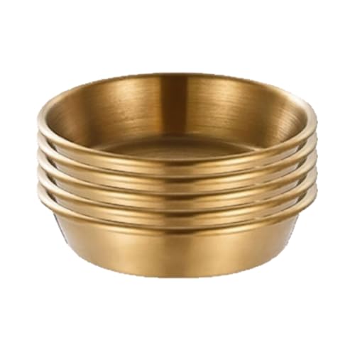 CLINGRE boutique shop uk 304 Edelstahl-Saucenteller-Set, Gewürzschalen, verdickte runde Ketchup-Tabletts, stapelbare Snackteller Dip-Schale(Golden,6cm) von CLINGRE boutique shop uk
