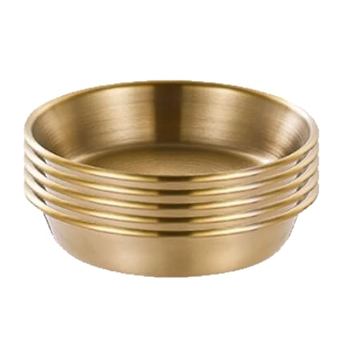 CLINGRE boutique shop uk 304 Edelstahl-Saucenteller-Set, Gewürzschalen, verdickte runde Ketchup-Tabletts, stapelbare Snackteller Dip-Schale(Golden,8cm) von CLINGRE boutique shop uk