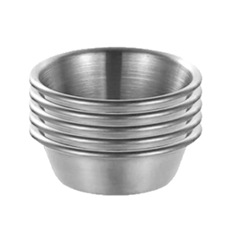CLINGRE boutique shop uk 304 Edelstahl-Saucenteller-Set, Gewürzschalen, verdickte runde Ketchup-Tabletts, stapelbare Snackteller Dip-Schale(Silver,5cm) von CLINGRE boutique shop uk