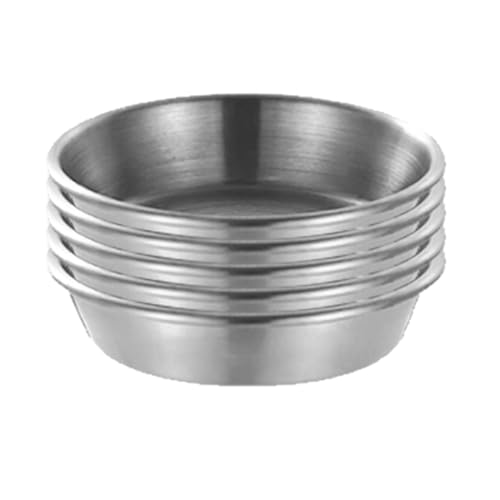 CLINGRE boutique shop uk 304 Edelstahl-Saucenteller-Set, Gewürzschalen, verdickte runde Ketchup-Tabletts, stapelbare Snackteller Dip-Schale(Silver,7cm) von CLINGRE boutique shop uk