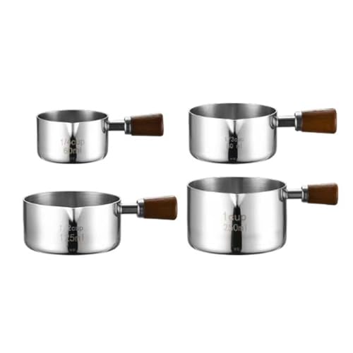 CLINGRE boutique shop uk 4-teiliges Messbecher-Set aus Edelstahl, 60 ml bis 250 ml, Soßenbecher (SUS304), stapelbare Messbecher for Kochen und Backen Dip-Schale von CLINGRE boutique shop uk