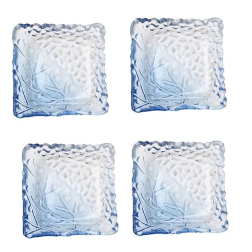 CLINGRE boutique shop uk Dip-Schale aus Kristallglas, quadratische Soßenschale (50 ml), kleiner Teller in Farbverlaufsfarbe for Sushi-Desserts, stilvoller strukturierter Boden Dip-Schale(Bleu) von CLINGRE boutique shop uk