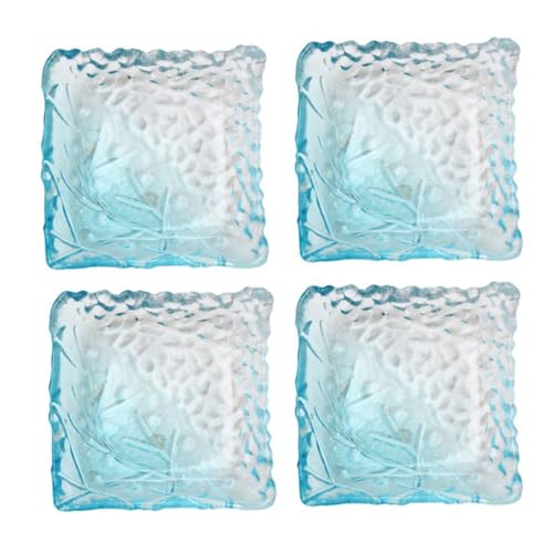 CLINGRE boutique shop uk Dip-Schale aus Kristallglas, quadratische Soßenschale (50 ml), kleiner Teller in Farbverlaufsfarbe for Sushi-Desserts, stilvoller strukturierter Boden Dip-Schale(Groen) von CLINGRE boutique shop uk