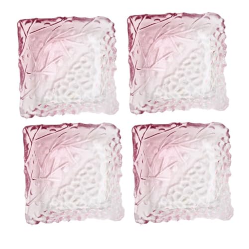 CLINGRE boutique shop uk Dip-Schale aus Kristallglas, quadratische Soßenschale (50 ml), kleiner Teller in Farbverlaufsfarbe for Sushi-Desserts, stilvoller strukturierter Boden Dip-Schale(Rose) von CLINGRE boutique shop uk