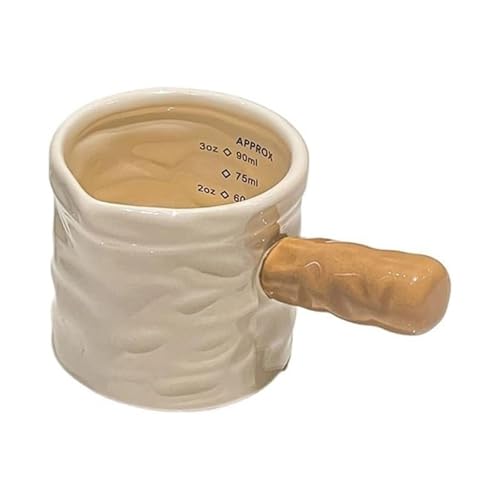 CLINGRE boutique shop uk Keramik-Kaffee-Messbecher mit zwei Skalen, Espresso-Werkzeug, handgeknetete Textur, Milchaufschäumkrug, Milchkännchen Dip-Schale(Bruin) von CLINGRE boutique shop uk