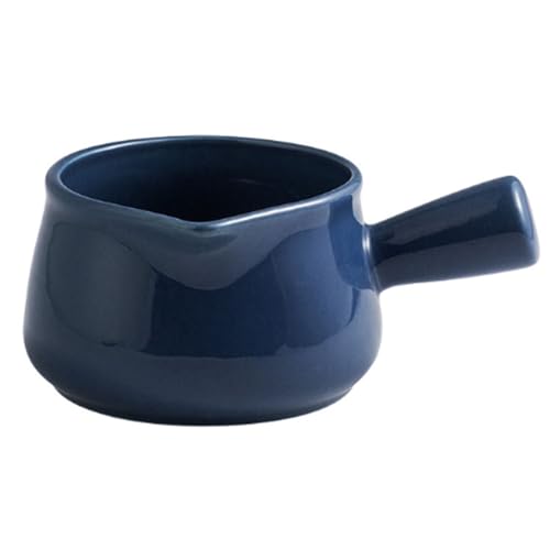 CLINGRE boutique shop uk Keramik-Milchbecher – 80 ml 430 ml Kaffeeweißerkännchen mit Ausguss – Bleifreier, bei hohen Temperaturen gebrannter Porzellankrug for Steaksauce Dip-Schale(Navy blue,430ml) von CLINGRE boutique shop uk