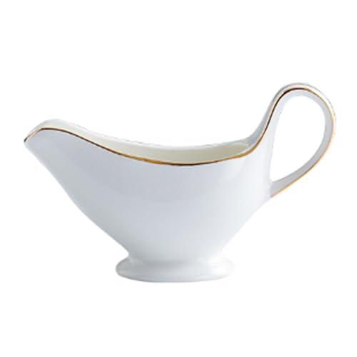 CLINGRE boutique shop uk Milchbecher aus Keramik mit Goldrand, 3 Größen, elegante Espresso-Sahnekännchen mit rutschfestem Boden – spülmaschinenfest, westliches Geschirr Dip-Schale(15.5 * 8.7cm) von CLINGRE boutique shop uk