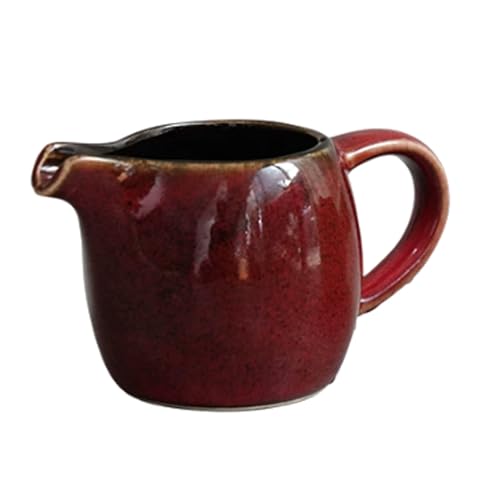 CLINGRE boutique shop uk Milchkännchen aus Keramik im Ofen – 80 ml, einzigartige Glasur, Kaffeeweißerkännchen, 1300 °C hochgebrannter Soßenausgießer mit Ausguss Dip-Schale(Rosso) von CLINGRE boutique shop uk