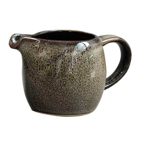 CLINGRE boutique shop uk Milchkännchen aus Keramik im Ofen – 80 ml, einzigartige Glasur, Kaffeeweißerkännchen, 1300 °C hochgebrannter Soßenausgießer mit Ausguss Dip-Schale(Svart) von CLINGRE boutique shop uk