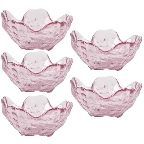 Handgefertigte Dip-Schale aus Glas, 8,3 cm, Kirschblüten-Saucenschale, bleifrei, gehämmerte Textur, kleiner Gewürzteller for Zuhause und Privatunterkünfte Dip-Schale(Pink gold) von CLINGRE boutique shop uk