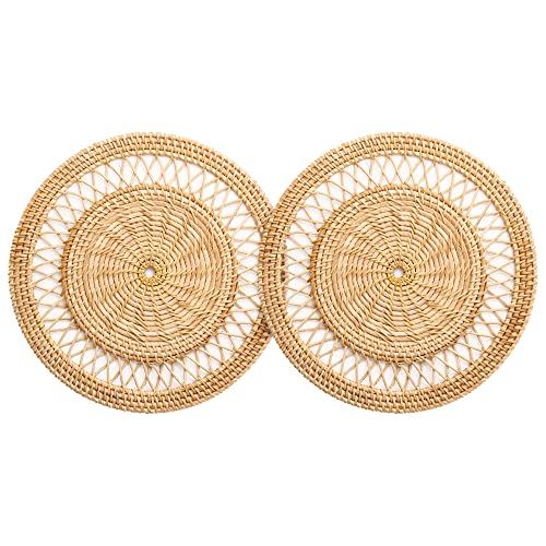 CLIO & CLOVER Rattan-Tischsets mit 2 Stück – 40 cm Durchmesser – schöne Rattan-Tischsets perfekt für den Bau schöner Tischdekorationen – in London ansässige Marke Clio & Clover von CLIO & CLOVER