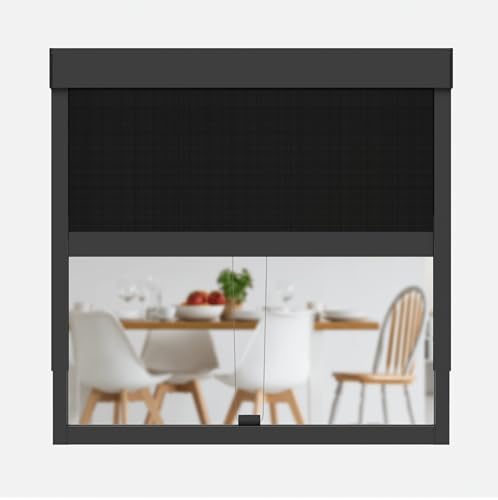 CLIP'N'SHADE Grau - Aussenrollo gegen Hitze, Jalousie, Sichtschutz und Abdunkelung für Fenster, Hitzeschutz Rollo ohne Bohren (Breite: 70 cm, Höhe: 91-142 cm, Blickdicht) von Clip'n'Shade