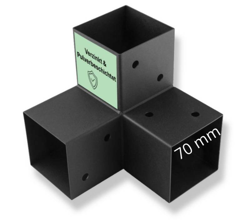 CLIP`N`SHADE Pfostenbeschlag Pfostenbeschlag Pfostenverbinder für 70x70 mm Eckverbinder, Pulverbeschichtete 2mm starke Stahlkonstruktion von CLIP`N`SHADE