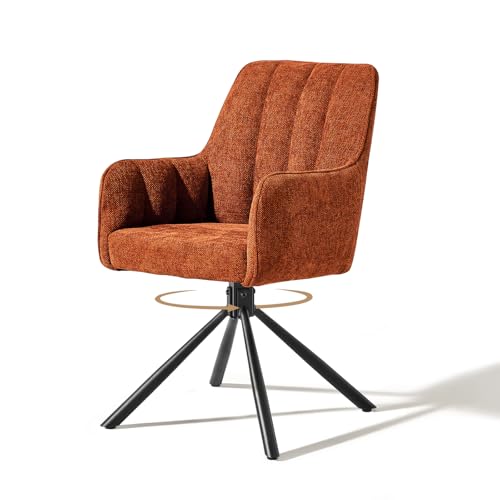 CLIPOP 360° Drehsessel ohne Rollen mit Metallbeinen, gepolsterter Schreibtisch-Akzent-Stuhl mit gebogener Rückenlehne und Armlehnen für Wohnzimmer, Esszimmer, Heimbüro, Einzel-Esszimmerstuhl (Orange) CLIPOP 360° Drehsessel ohne Rollen mit Metallbeinen, gepolsterter Schreibtisch-Akzent-Stuhl mit gebogener Rückenlehne und Armlehnen für Wohnzimmer, Esszimmer, Heimbüro, Einzel-Esszimmerstuhl (Orange) von CLIPOP