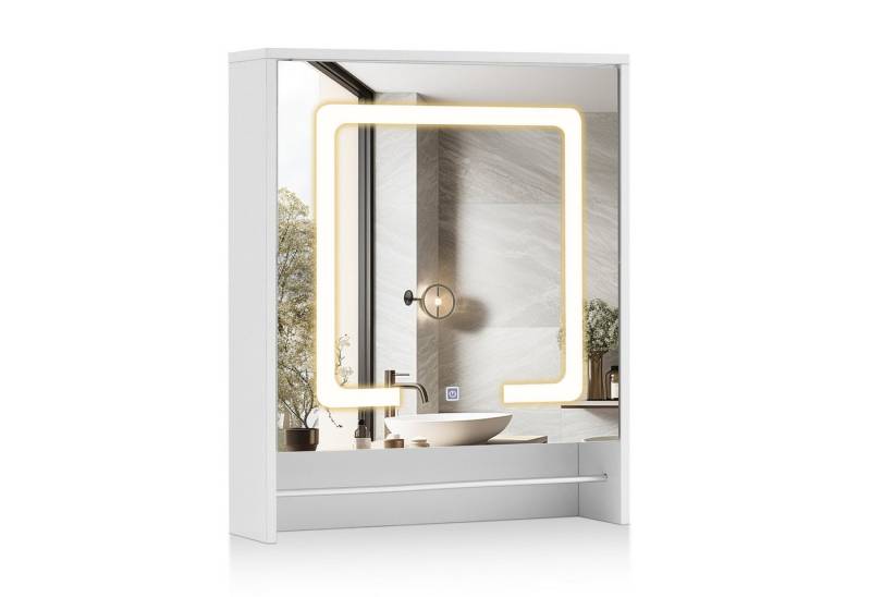 Ofcasa Badezimmerspiegelschrank Badeschrank mit LED Wandspiegel mit Touchschalter, verstellbaren Regalen & Handtuchhalter von Ofcasa