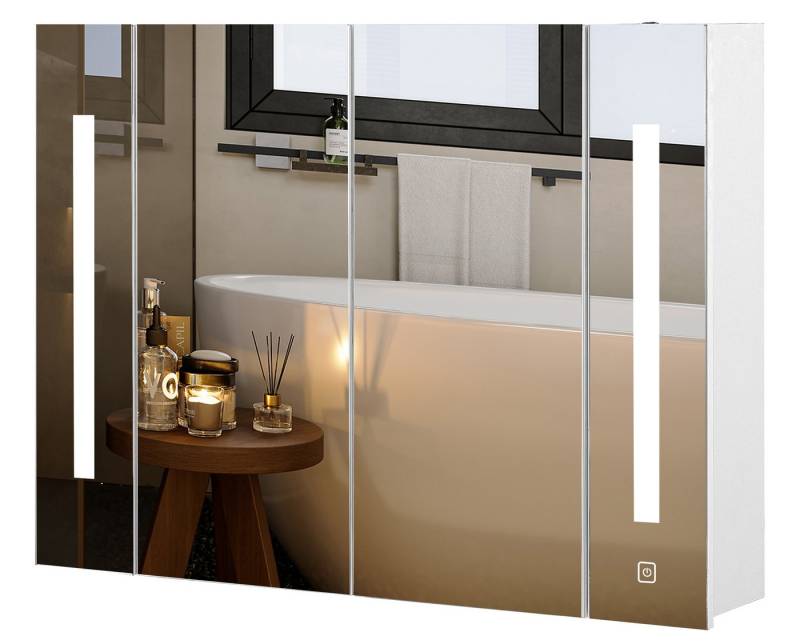 Ofcasa Badezimmerspiegelschrank Hängeschrank (1er Set) 80x15x60cm Wandschrank inkl. LED-Beleuchtung, Tastschalter von Ofcasa
