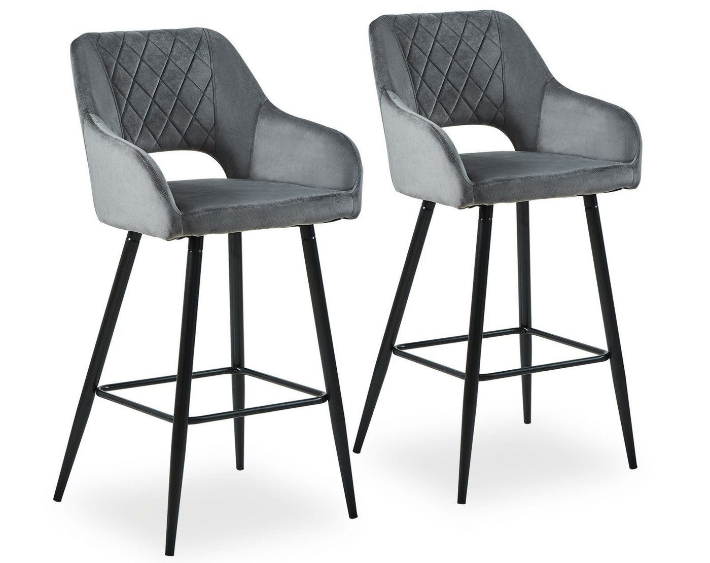 Ofcasa Barhocker Barstuhl aus Samtstoff (2er Set), Gepolsterte Küchenstuhl mit Fußstütze, Sitzhöhe 73cm von Ofcasa