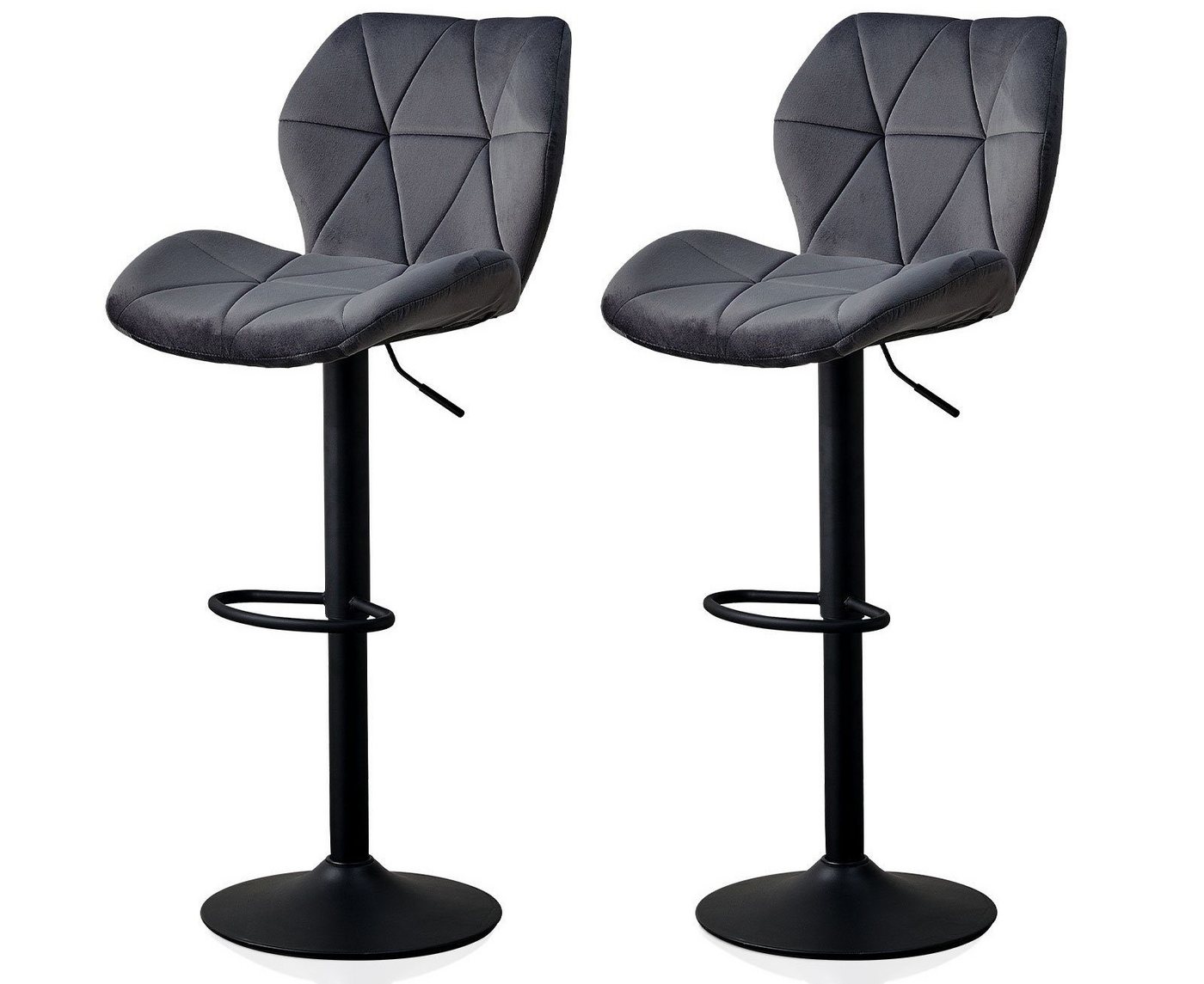 Ofcasa Barhocker Barstuhls aus samt (2er Set), Retro Bistrohocker Tresenhocker höhenverstellbar mit lehne drehbar von Ofcasa