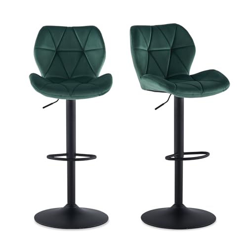 CLIPOP Barhocker Höhenverstellbar 360°Drehbar Barstühle Küchenstühle Tresenhocker Bar Hocker mit Rückenlehne und Fußstütze, (Samt Grün, 2er Set) CLIPOP Barhocker Höhenverstellbar 360°Drehbar Barstühle Küchenstühle Tresenhocker Bar Hocker mit Rückenlehne und Fußstütze, (Samt Grün, 2er Set) von CLIPOP