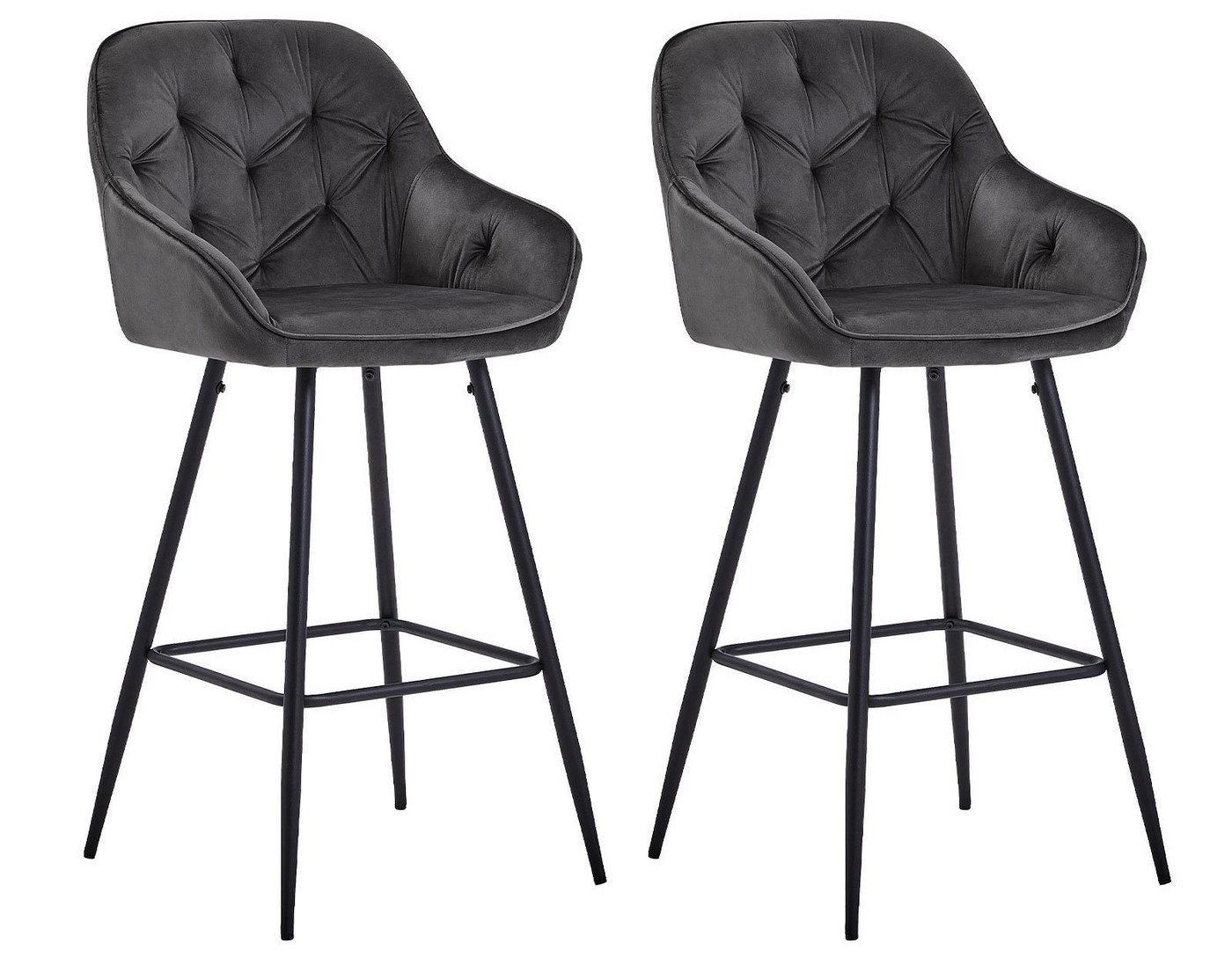 Ofcasa Barhocker Samt Barstuhl (2er Set), gepolsterter Stuhl, Sitzhöhe 75cm von Ofcasa