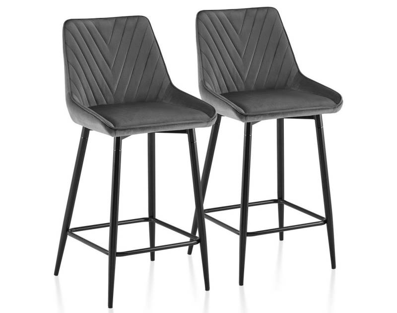 Ofcasa Barhocker Samtstuhl (2er im Set), Ergonomische Gepolstert Arbeitshocker, Esszimmerstuhl Sitzhöhe 65.5cm von Ofcasa