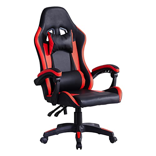 CLIPOP Ergonomischer Gaming Stuhl Computer Drehstuhl mit Kopfstütze und Lendenwirbelstütze, Kipp- und Verriegelungsfunktion, höhenverstellbar, drehbar, hohe Rückenlehne, Rennstühle von CLIPOP