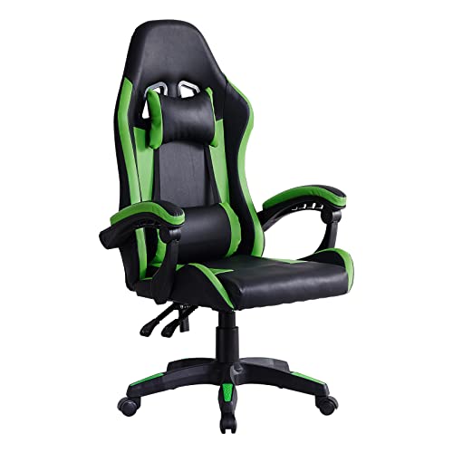 CLIPOP Ergonomischer Gaming Stuhl Racing Bürostuhl Computer Stuhl mit Kopfstütze und Lendenwirbelstütze,Kipp- und Verriegelungsfunktion, höhenverstellbar, drehbar, hohe Rückenlehne, Rennstühle von CLIPOP