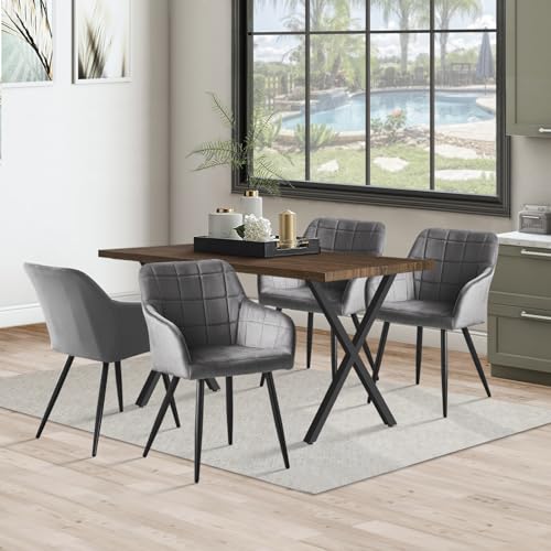 CLIPOP Essgruppen Esstisch mit 4 Samt Stühlen Set Rechteckig Küchentisch 120cm und Esszimmerstühle mit Armlehne Gepolsterter Küchensessel Tisch Stuhl,Braun Esstisch und Grau Armlehnstuhl CLIPOP Essgruppen Esstisch mit 4 Samt Stühlen Set Rechteckig Küchentisch 120cm und Esszimmerstühle mit Armlehne Gepolsterter Küchensessel Tisch Stuhl,Braun Esstisch und Grau Armlehnstuhl von CLIPOP