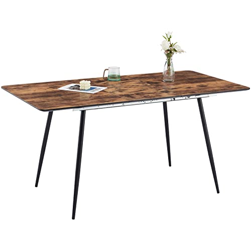 CLIPOP Esstisch ausziehbar,120-160 cm ausziehbarer Holztisch, Skandinavische Design Esszimmertische mit Metallgestell für Esszimmer, Küche von CLIPOP