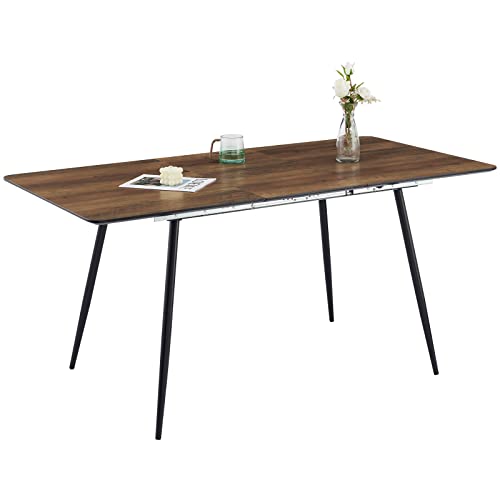 CLIPOP Esstisch ausziehbar,120-160 cm ausziehbarer Holztisch, Skandinavische Design Esszimmertische mit Metallgestell für Esszimmer, Küche von CLIPOP