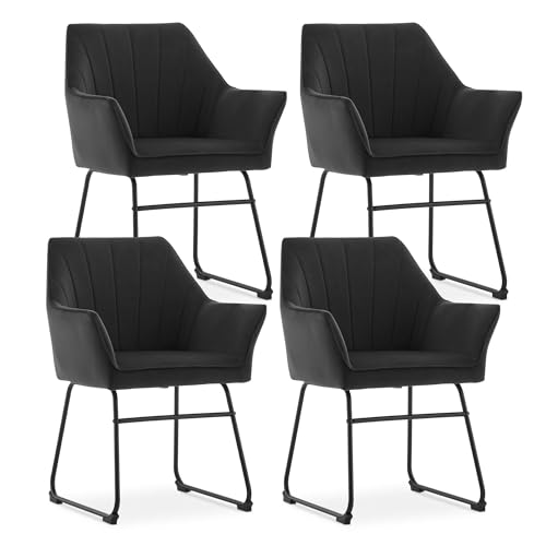CLIPOP Esszimmerstühle, Esszimmer Stuhl mit Sitzfläche aus Samt, Armlehnstuhl, Sessel Wohnzimmer, gepolsterter Office Chair, Schminktisch Stuhl, Küchenstuhl (Grau, 4er Set) von CLIPOP