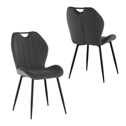 CLIPOP Esszimmerstuhl ohne Armlehnen – Bequemer Polsterstuhl im Samtstoff-Design, Loungesessel für Wohnzimmer, Esszimmer & Büro, Moderne Küchenstühle (Samt*2er Set, Grau) von CLIPOP