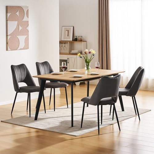 CLIPOP Esszimmerstühle, Stühle Esszimmer, Küchenstühle, Wohnzimmer Essstühle Rückenlehne Streifen Samt Stuhl, Gepolsterte Stühle für Esszimmer, Küche, Schlafzimmer (Samt Grau, 4er Set) von CLIPOP