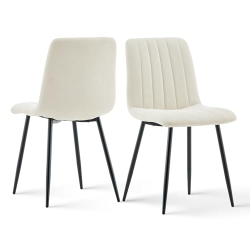 CLIPOP Esszimmerstühle 2er Set,Samt Gepolsterte Küchenstühle mit Stabilen Metallbeinen, Lounge Wohnzimmerstuhl für Zuhause, Büro und Hotel (2er Set, Chenille Beige) von CLIPOP