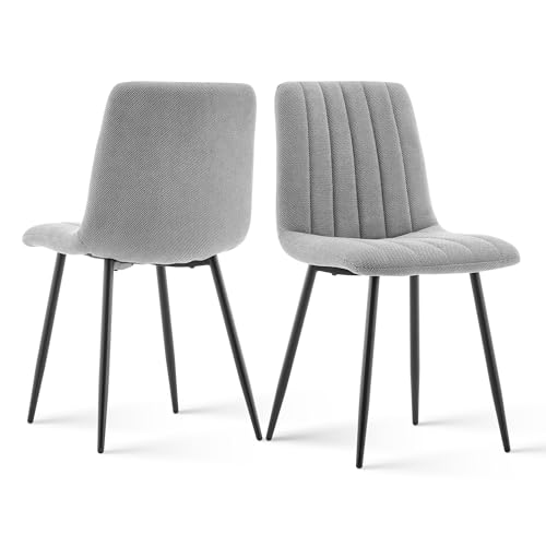 CLIPOP Esszimmerstühle 2er Set,Samt Gepolsterte Küchenstühle mit Stabilen Metallbeinen, Lounge Wohnzimmerstuhl für Zuhause, Büro und Hotel (2er Set, Chenille Grau) von CLIPOP