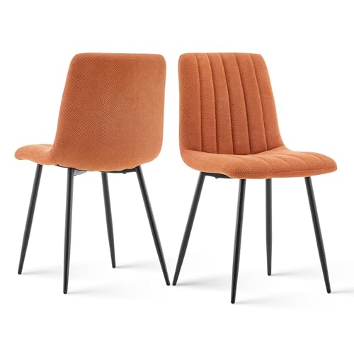 CLIPOP Esszimmerstühle 2er Set,Samt Gepolsterte Küchenstühle mit Stabilen Metallbeinen, Lounge Wohnzimmerstuhl für Zuhause, Büro und Hotel (2er Set, Chenille Orange) von CLIPOP