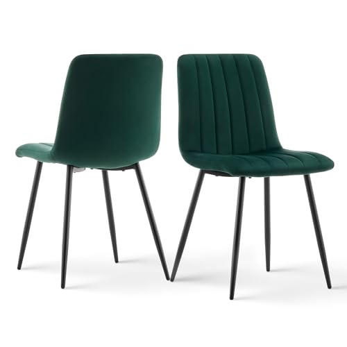 CLIPOP Esszimmerstühle 2er Set,Samt Gepolsterte Küchenstühle mit Stabilen Metallbeinen, Lounge Wohnzimmerstuhl für Zuhause, Büro und Hotel (2er Set, Grün) von CLIPOP