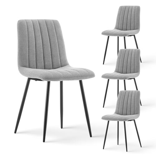 CLIPOP Esszimmerstühle 2er Set,Samt Gepolsterte Küchenstühle mit Stabilen Metallbeinen, Lounge Wohnzimmerstuhl für Zuhause, Büro und Hotel (4er Set, Chenille Grau) von CLIPOP